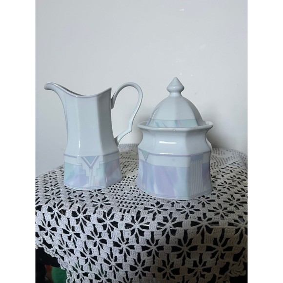 Savoir Vivre Fine China Creamer and Sugar - Picture 1 of 6